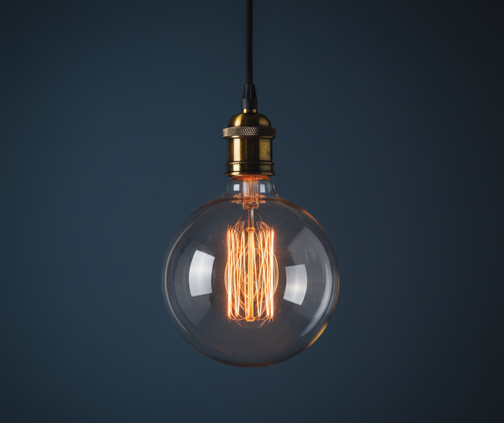 A retro style filament lightbulb, representing the illumination you can experience through CBT in Manchester, Lancashire and across the North West