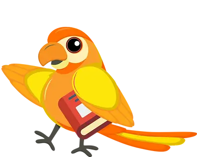 Bird holding book
