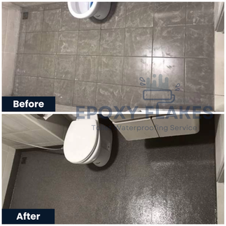 Epoxy flake floor coating price comparison chart for toilet and bathroom areas in Malaysia.