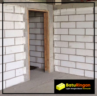 Light weight block Melaka dipasang sebagai dinding pemisah bilik