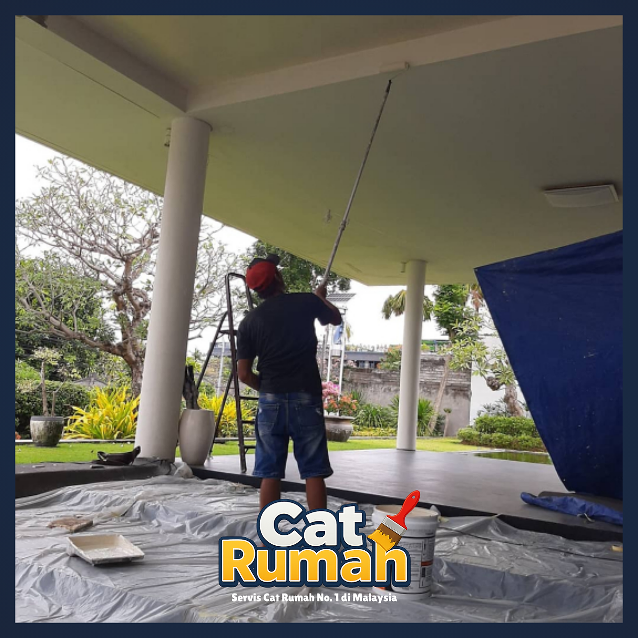 Interior house painter prepping walls in Penang