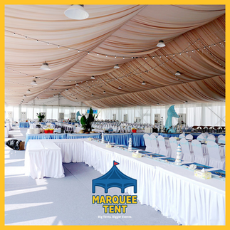 Small marquee tent installed in a house compound for a small event.