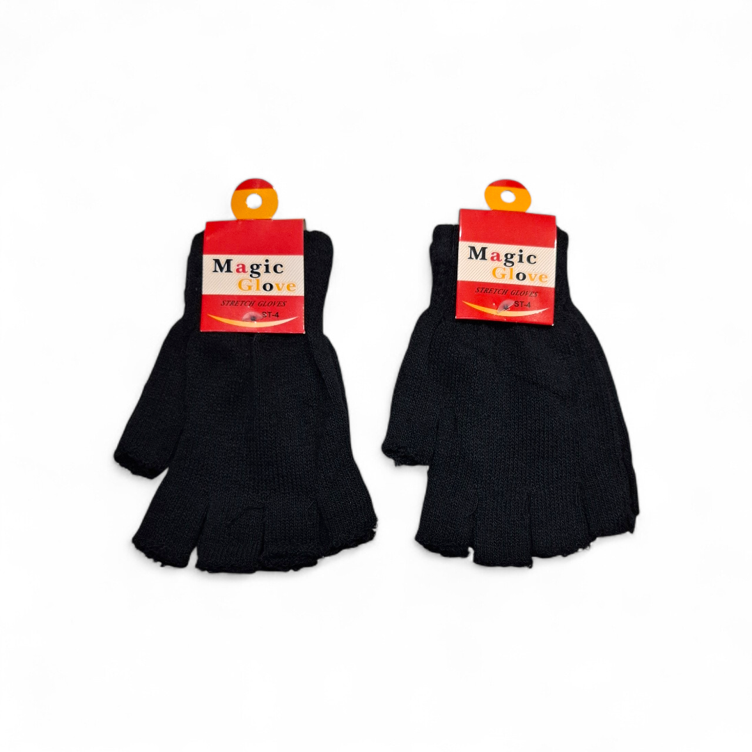 Guantes mágicos sin dedo x doc.todos negros.