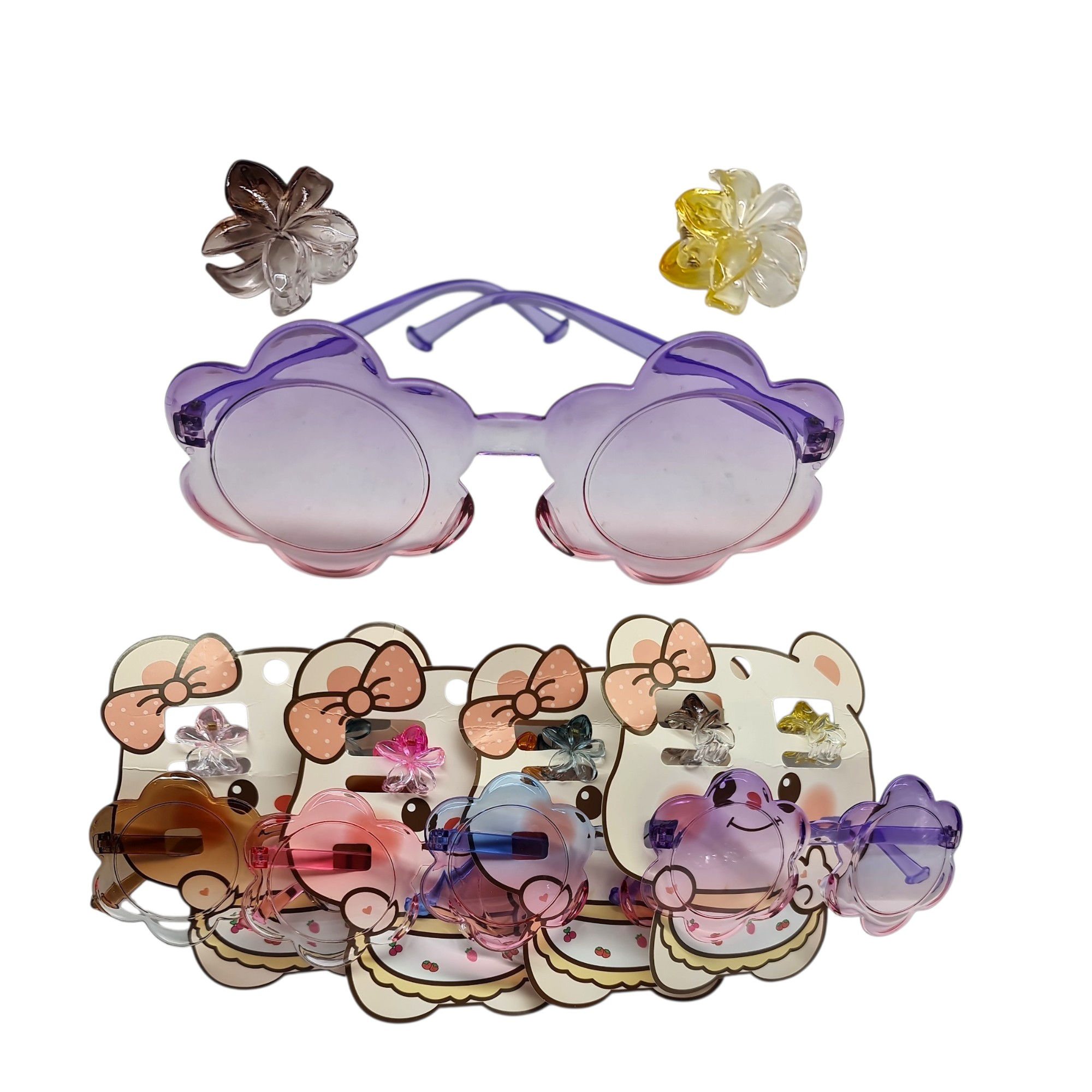Set de lentes Flor con dos minibroches flor Blister 