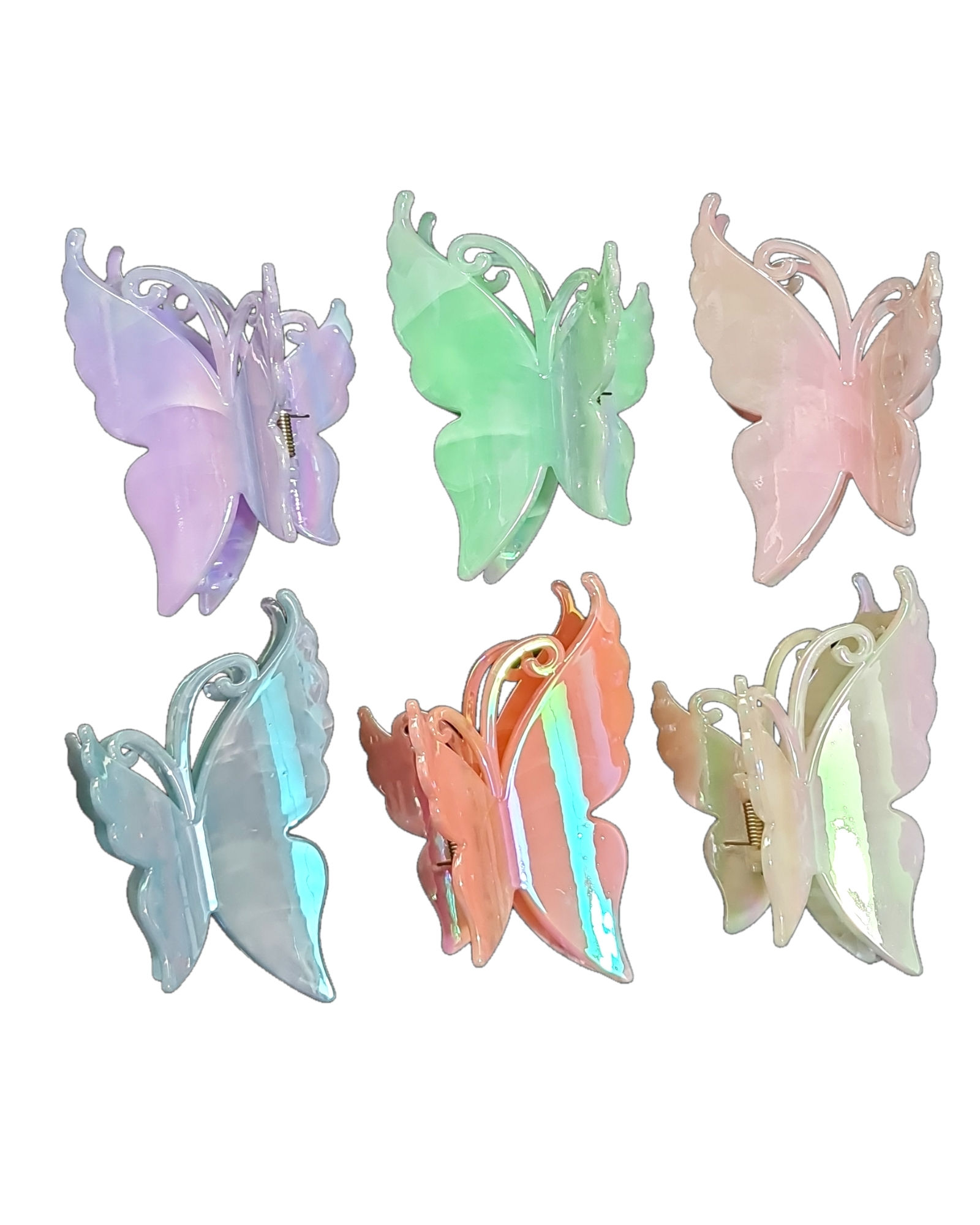 Broches de pelo mariposa grandes Nacarado 10x6cm  X Unidad