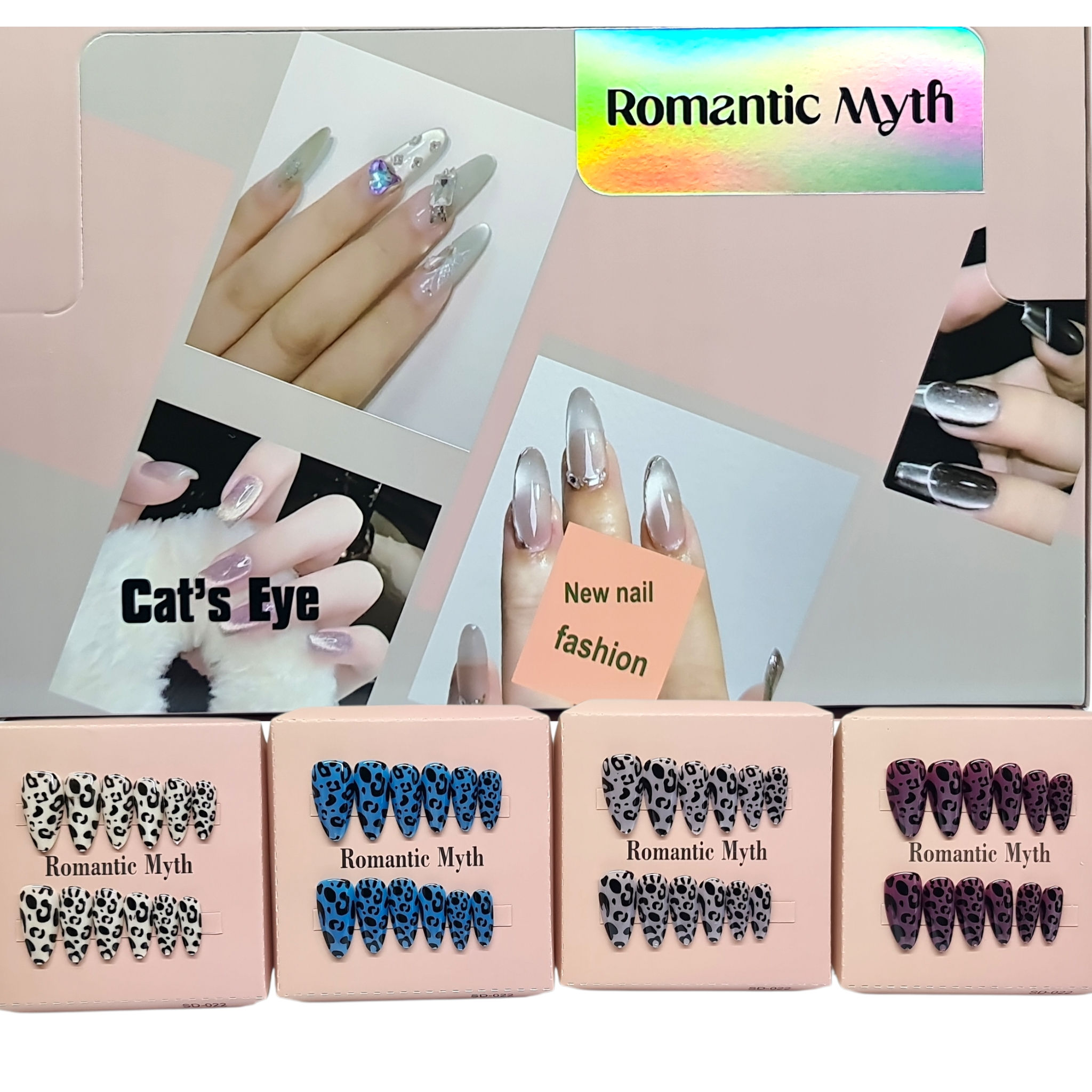 Kit 12 Uñas Postizas Con Adhesivos Press On Nails Colores
