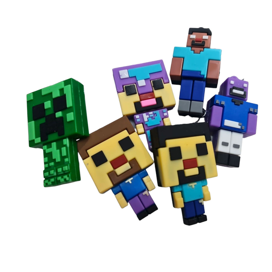 Minecraft personajes llaveros con Soga combo x 6 Unds. 