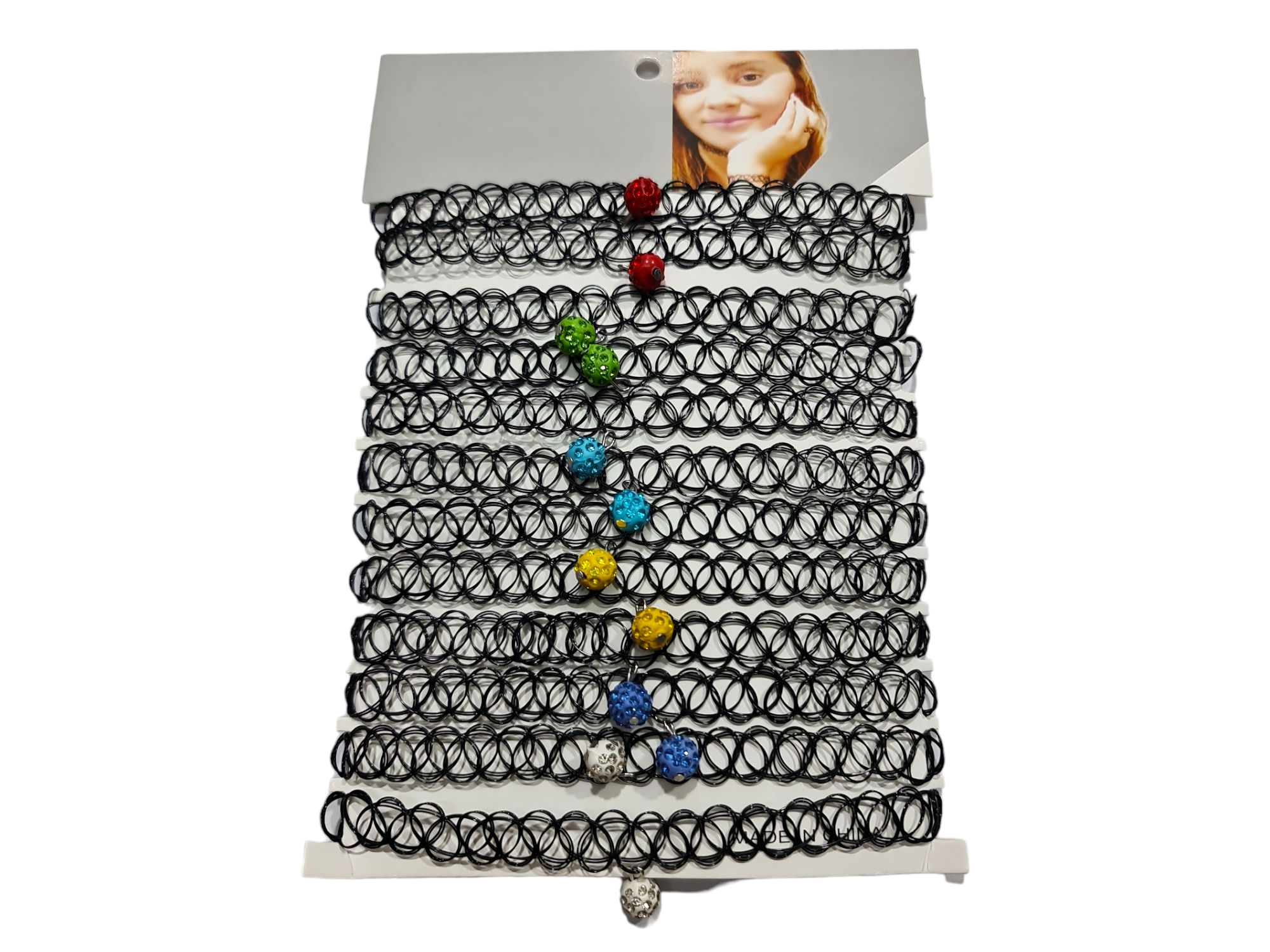 Collar Gargantilla Chocker   bola de fuego colores surtidos  x 12Unds.