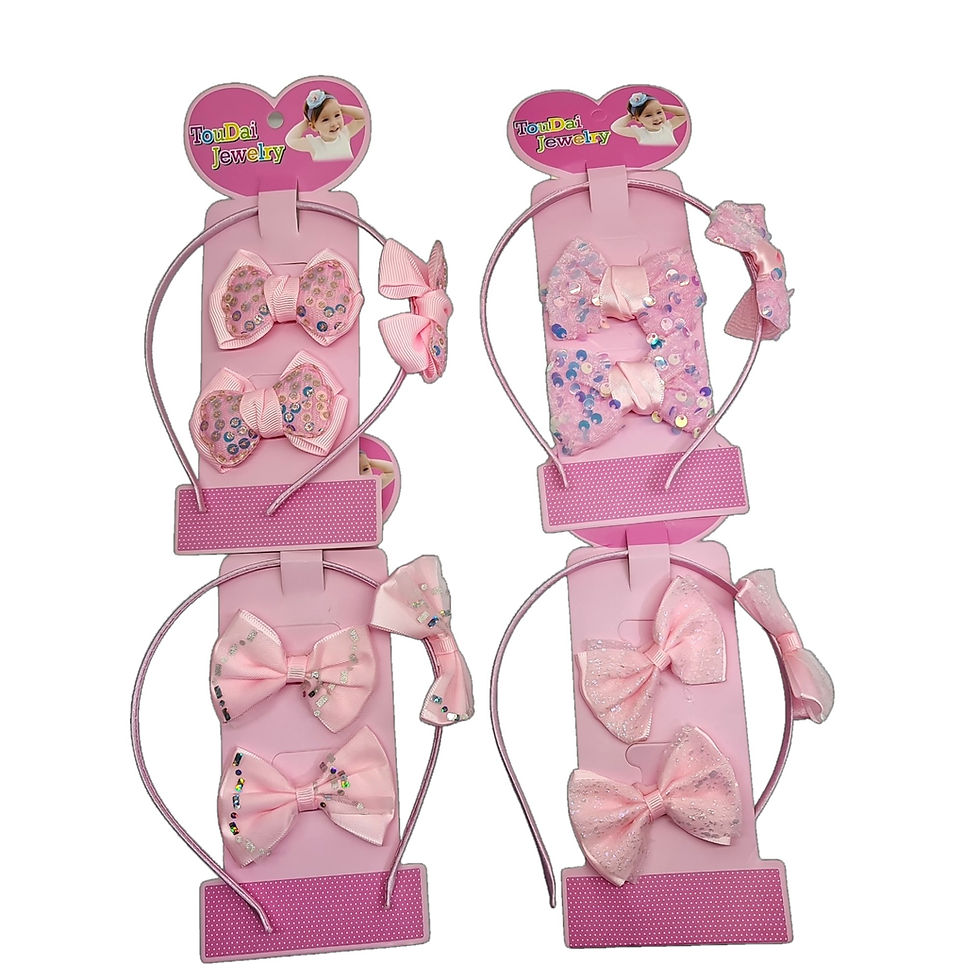 Miniatura: Vincha y colitas moños Rosa Modelos surtidos Blister