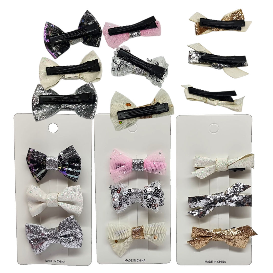 Hebilla pico 4.5cm moño con glitter blister de 3 unidades 