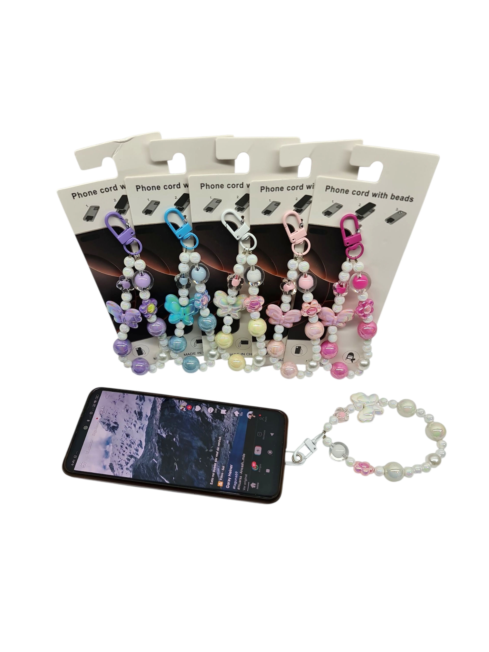 Llaveros para celular mariposa colores surtidos C/U.