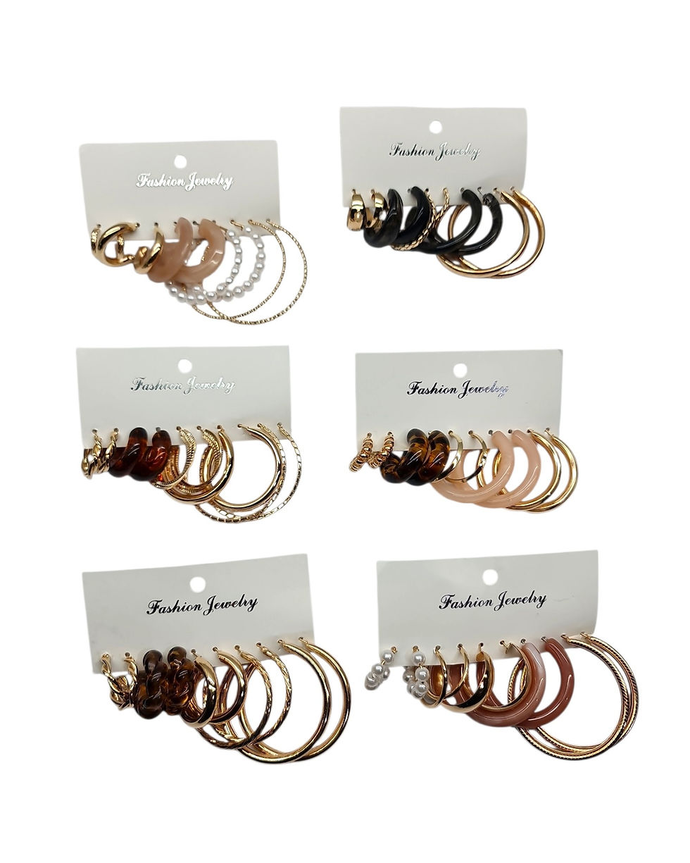 Miniatura: Aros argollas fantasía Fina Blister x 5 pares
