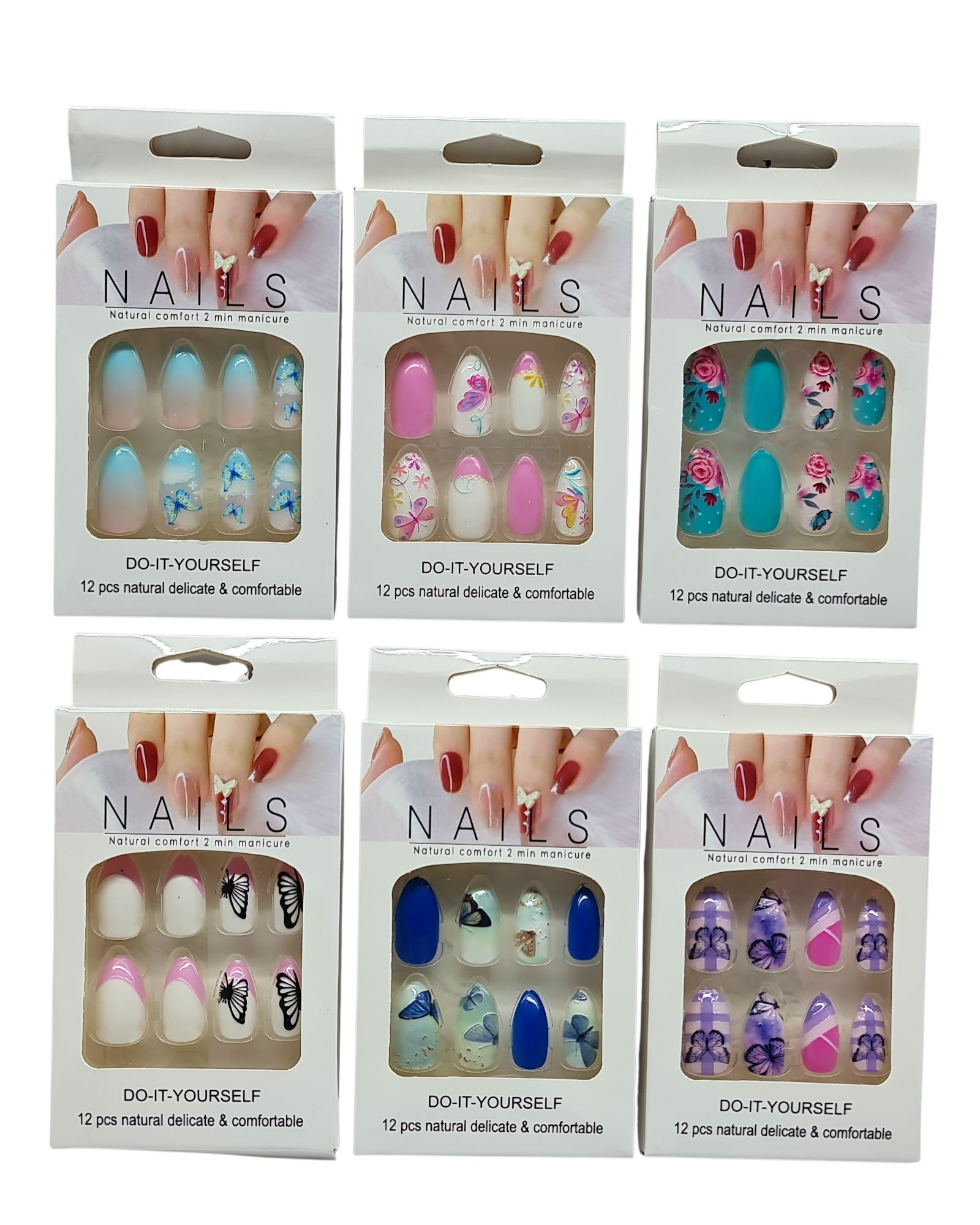 Uñas postizas con diseño modelos surtidos x 12 Unds