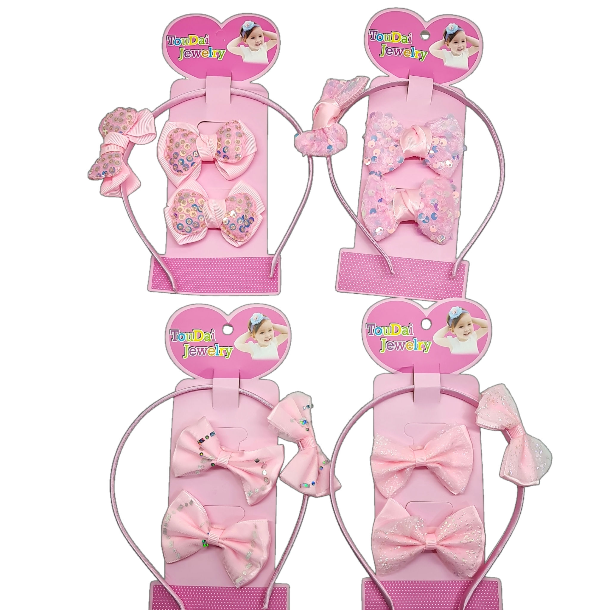 Vinchas de metal forrado moño + colitas moños C/u.