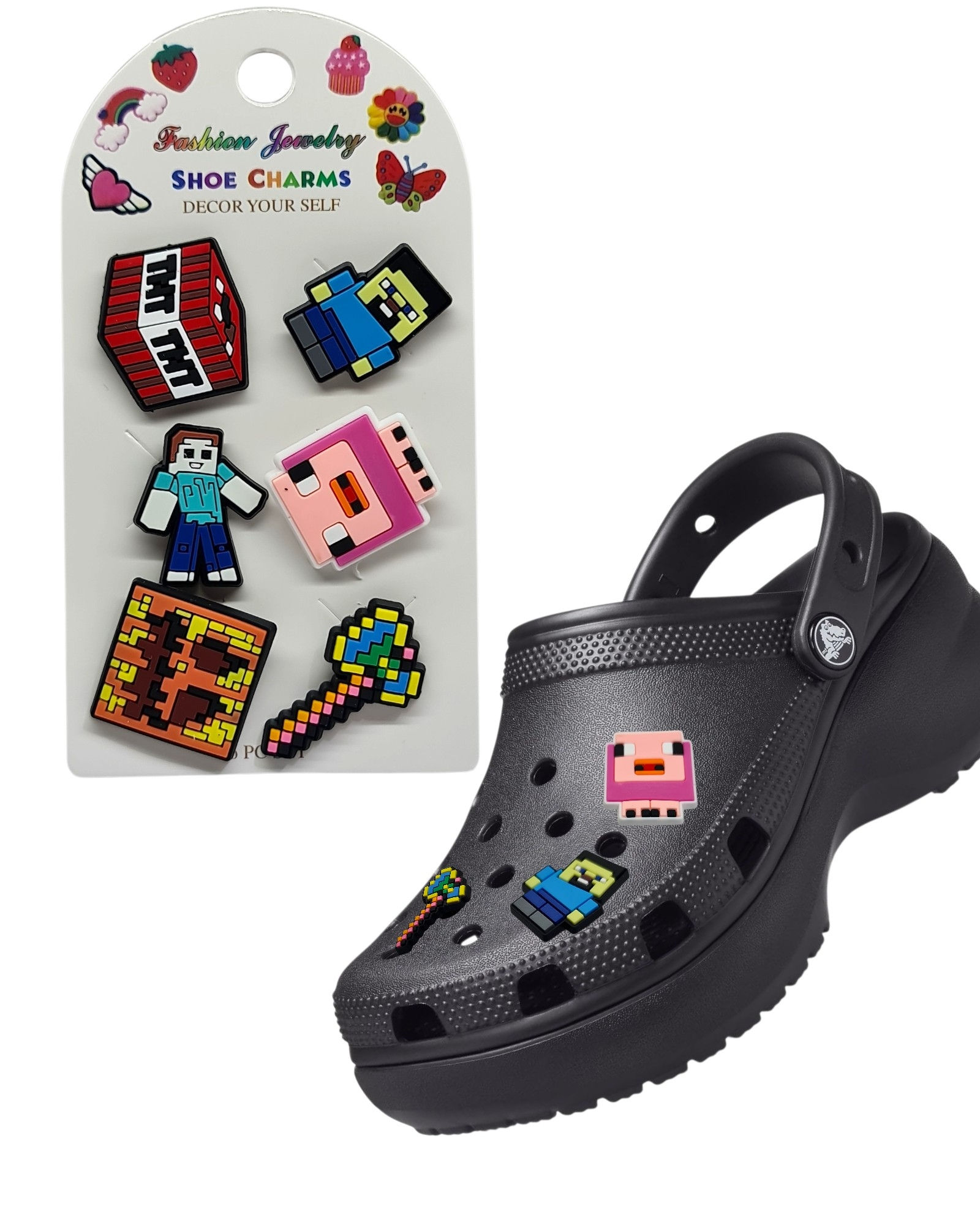 Charms Pin accesorios para Crocs Minecrafs Animados Blister 