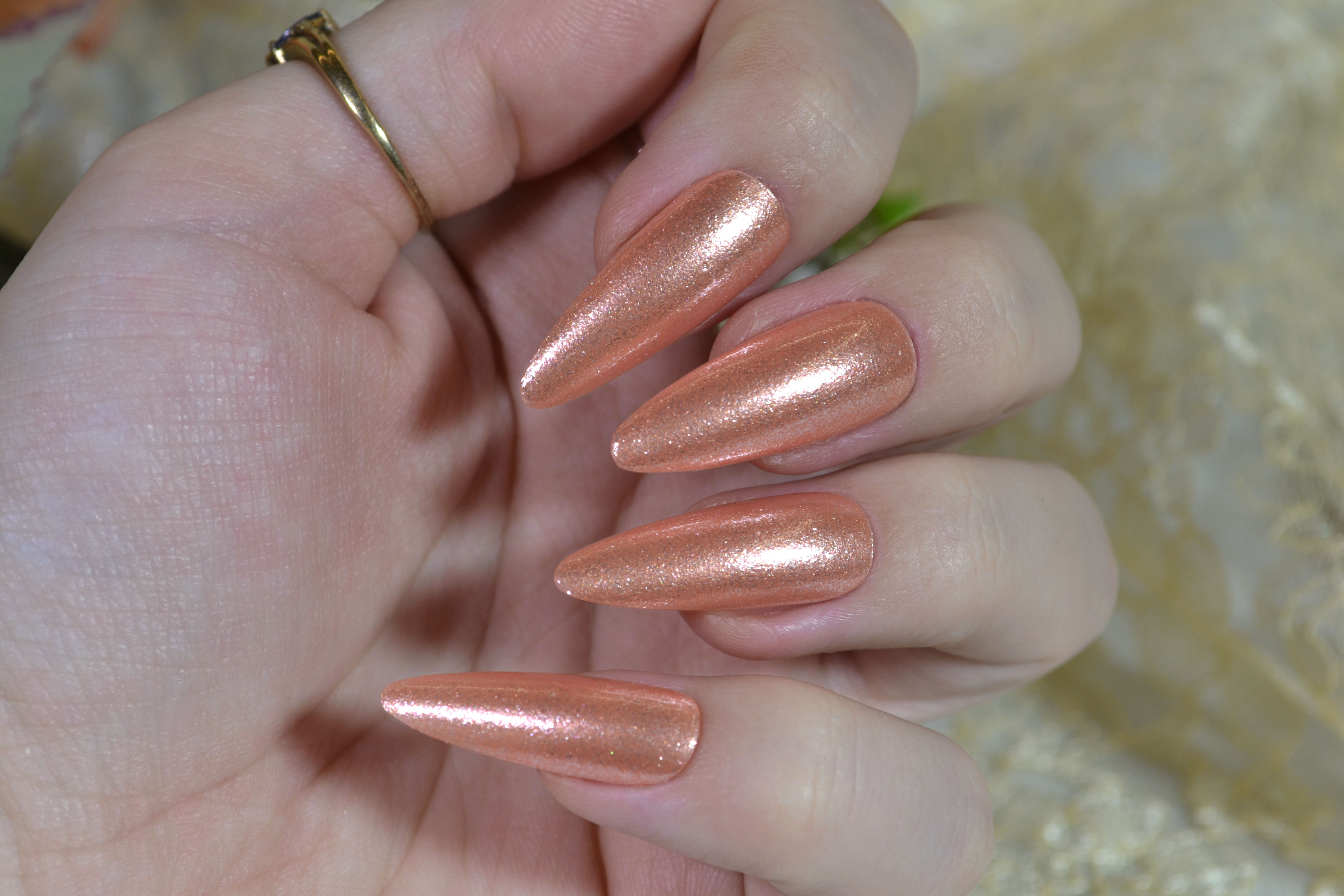 Sunset Peach Nail Polish - Sparkly Peach Shimmer