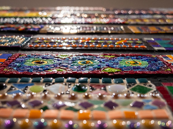Colorful mosaic tile artwork, community project