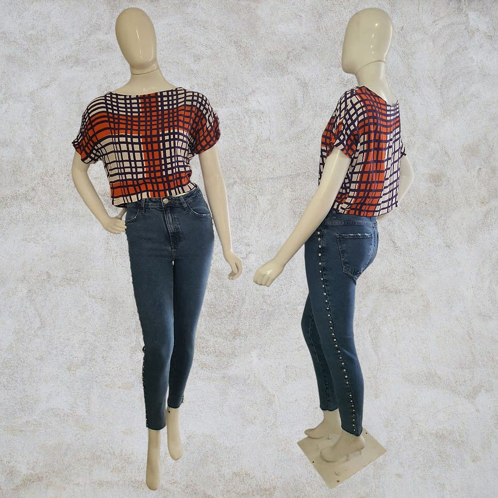 Dupla "Urbana Chic": Blusa Xadrez e Jeans com Detalhes