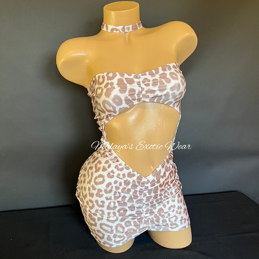 Thumbnail: Leopard Cut Out Sexy Mini Dress & Choker Set