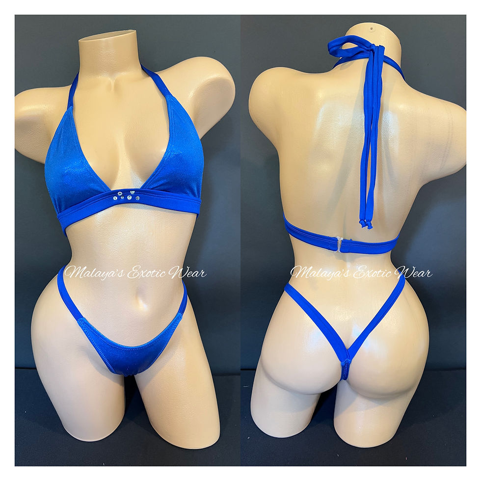 Sexy Bikini - Shimmer Rhinestone Thong Bikini - Blue