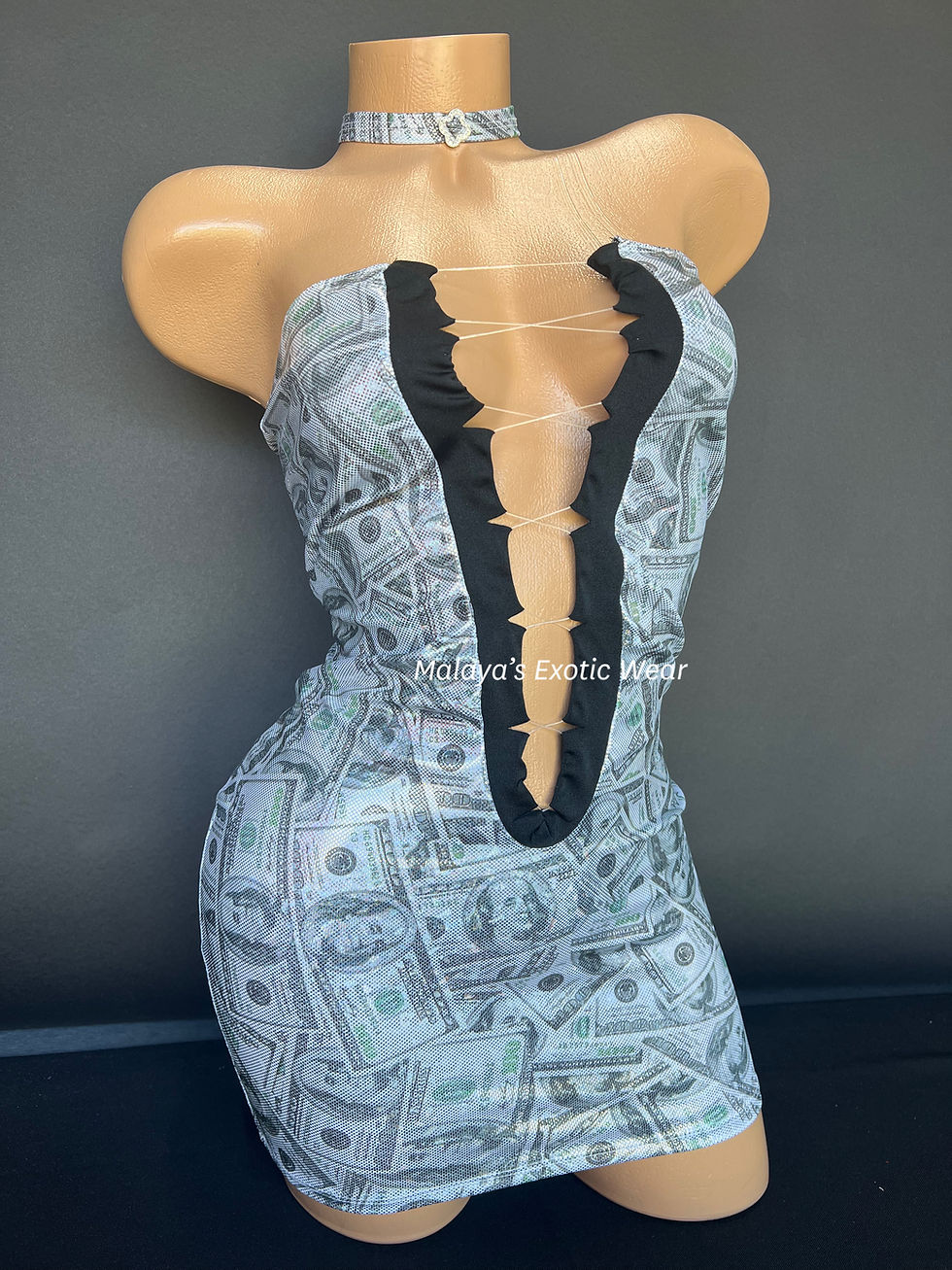 Thumbnail: Sexy Mini Dress - Mini Dress Choker Set - Holo Money