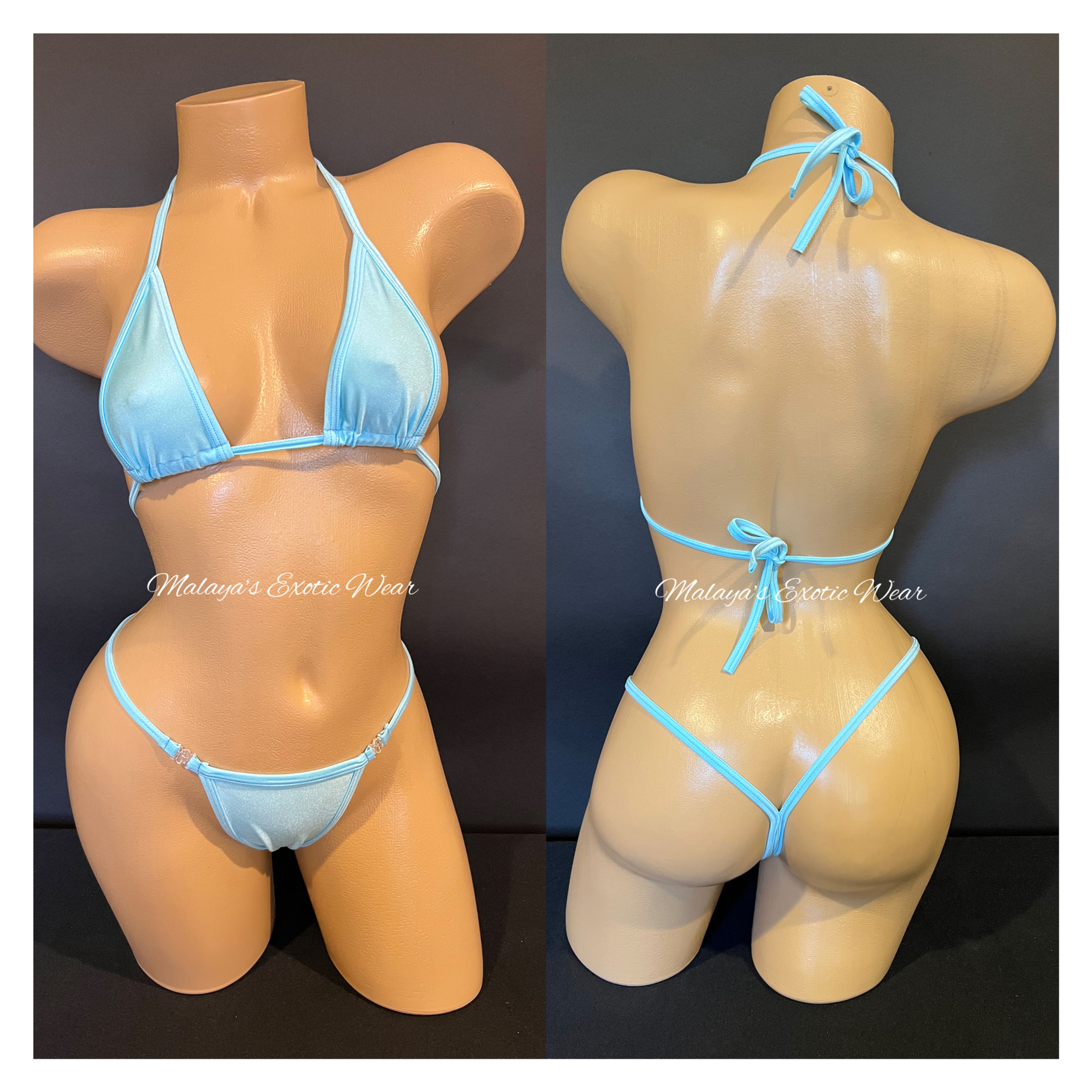 Baby Blue Teeny Clip Sides Sexy Thong Bikini