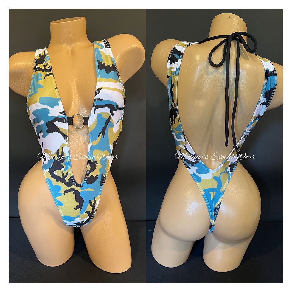 Sexy Bodysuit - Tie Back Bodysuit - Camo