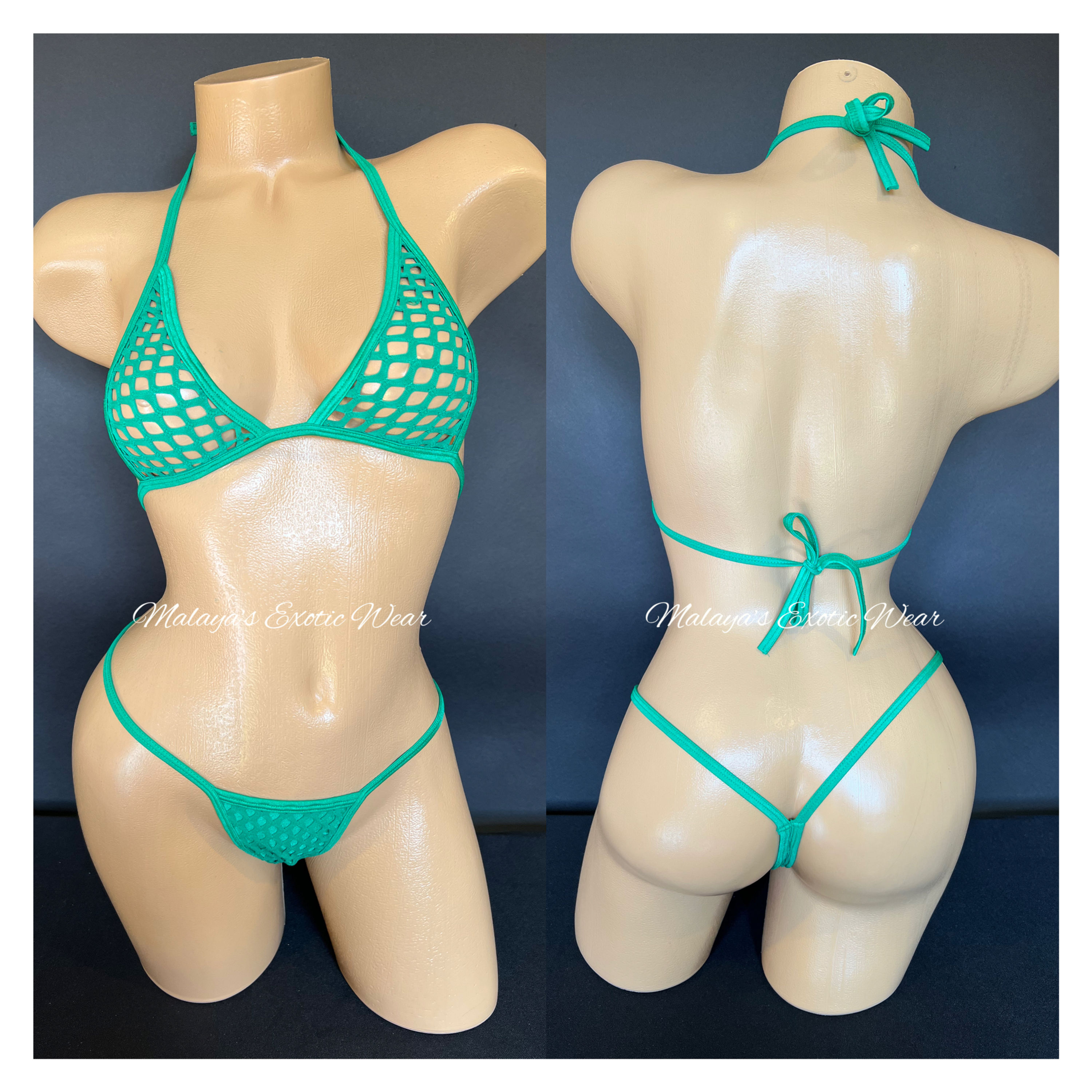 Sexy Bikini - Teeny Net Thong Bikini - Green