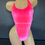 Thumbnail: Sexy Bodysuit - Velvet String Back Thong Bodysuit & Choker - Pink