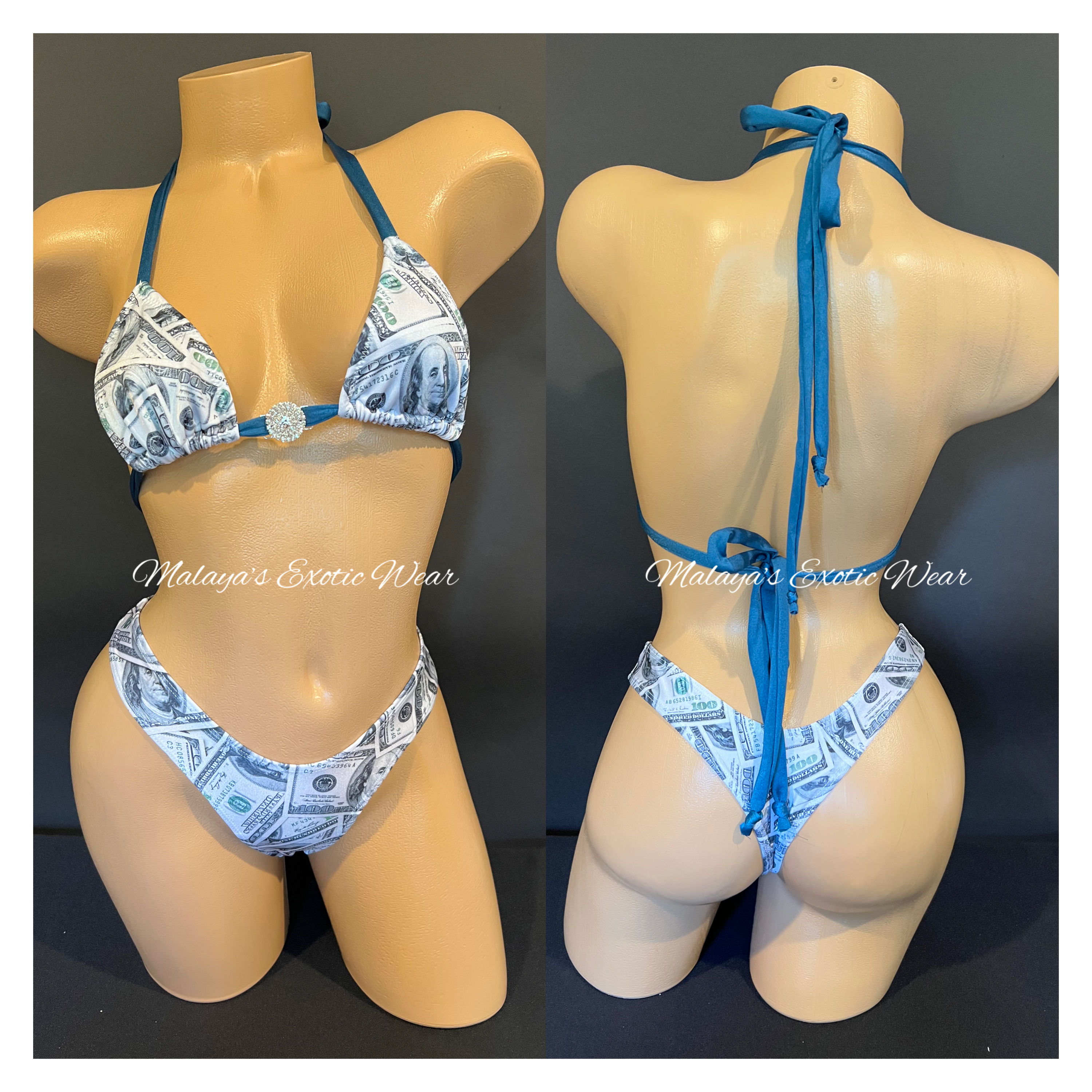 Sexy Bikini - Rhinestone Thong Bikini - Money