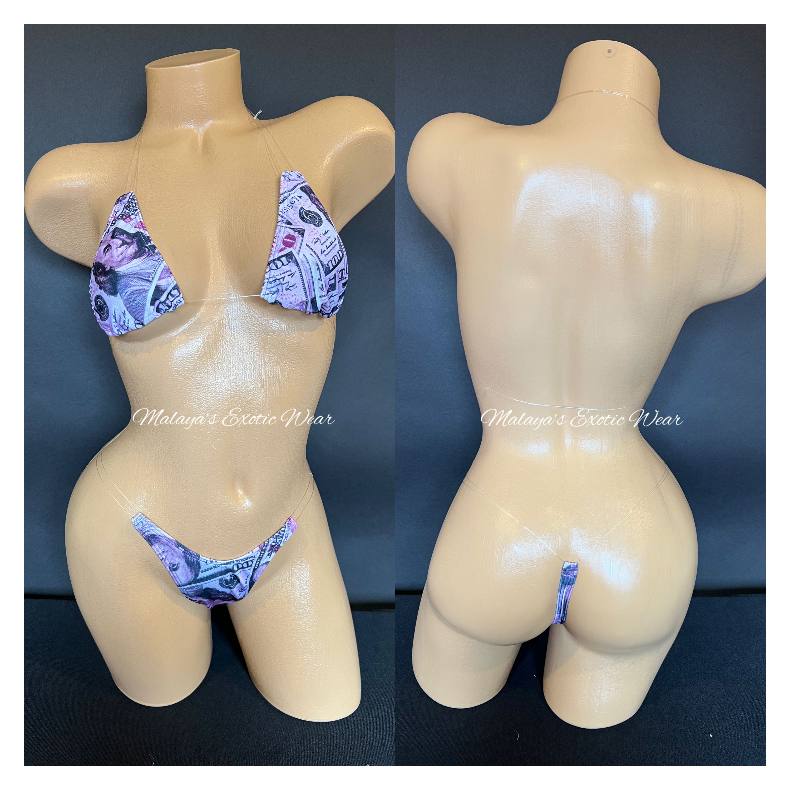 Sexy Bikini - Invisible Thong Bikini - Money Print