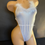 Thumbnail: Sexy Bodysuit - String Back Thong Bodysuit - Silver Holo