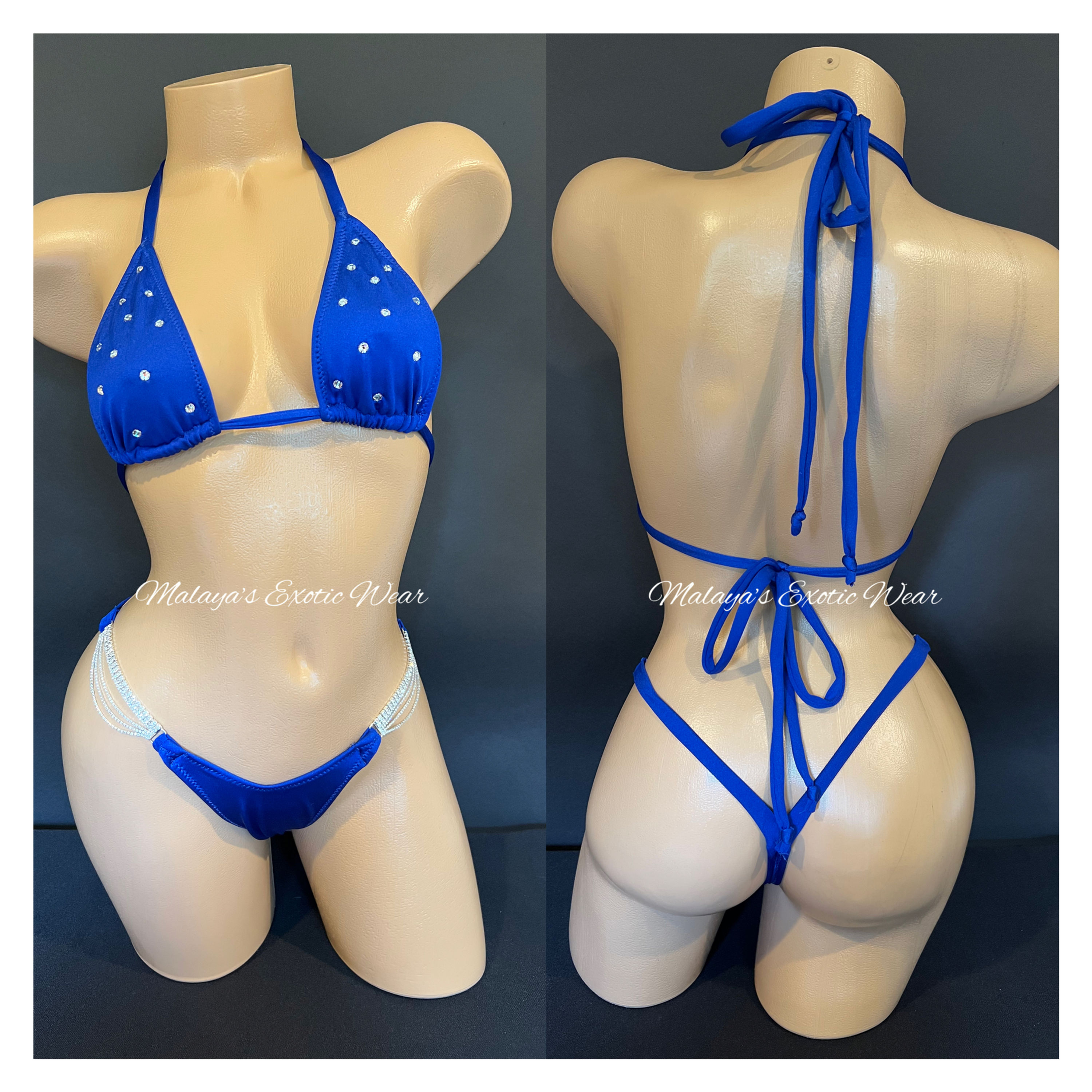 Sexy Bikini - Jada Rhinestone Thong Set - Blue