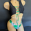 Thumbnail: Sexy Thong Bikini - Lace Up Rhinestone Thong Bikini - Green Plaid