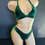 Thumbnail: Sexy Bikini - Velvet Fringe Thong Bikini - Green