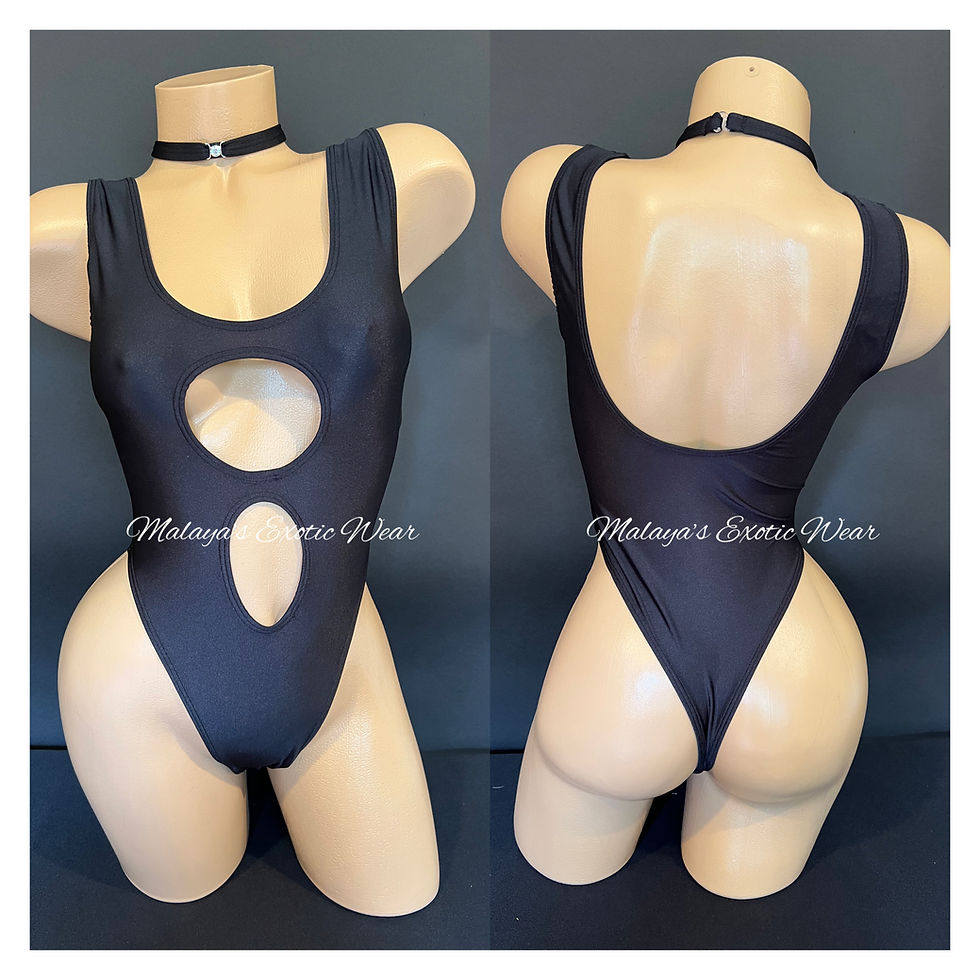 Sexy Bodysuit - Cut Out Bodysuit & Choker - Black