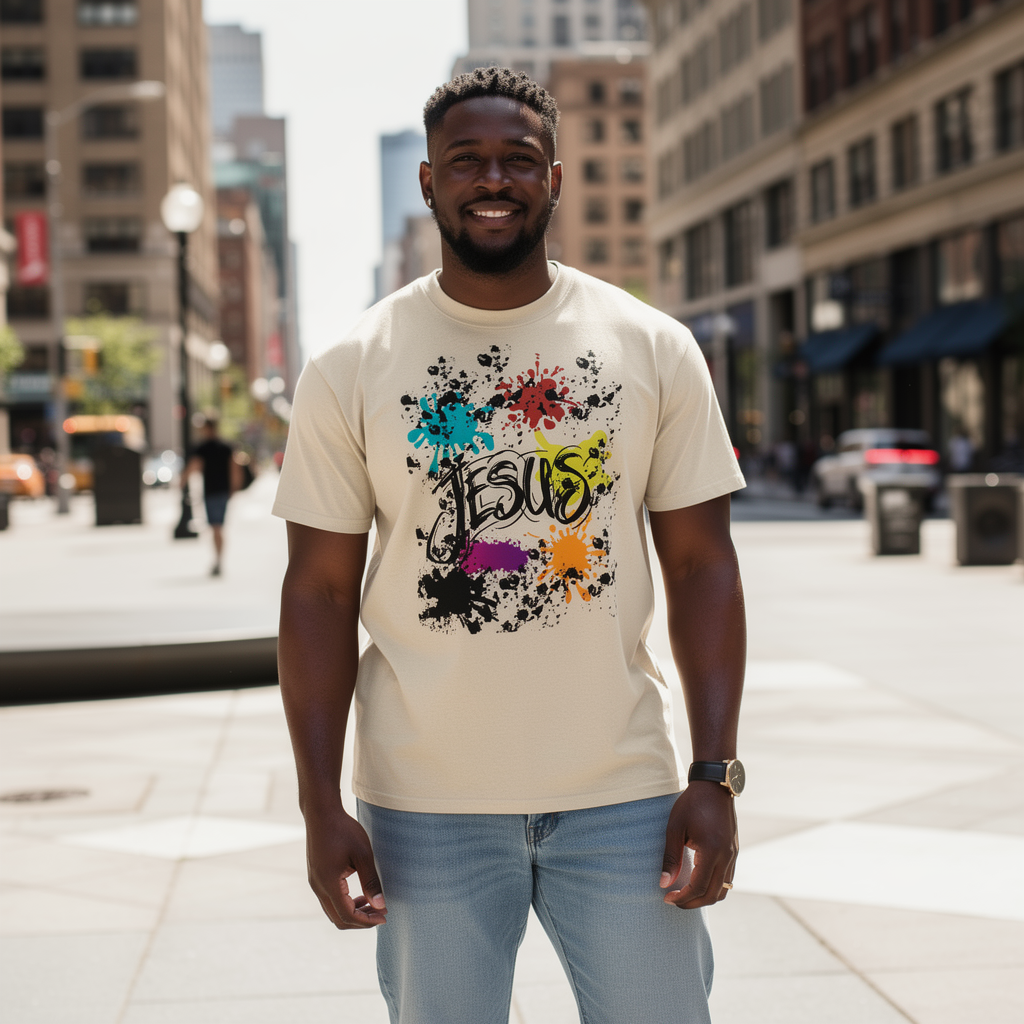 Jesus in Color Unisex organic oversized high neck t-shirt copy