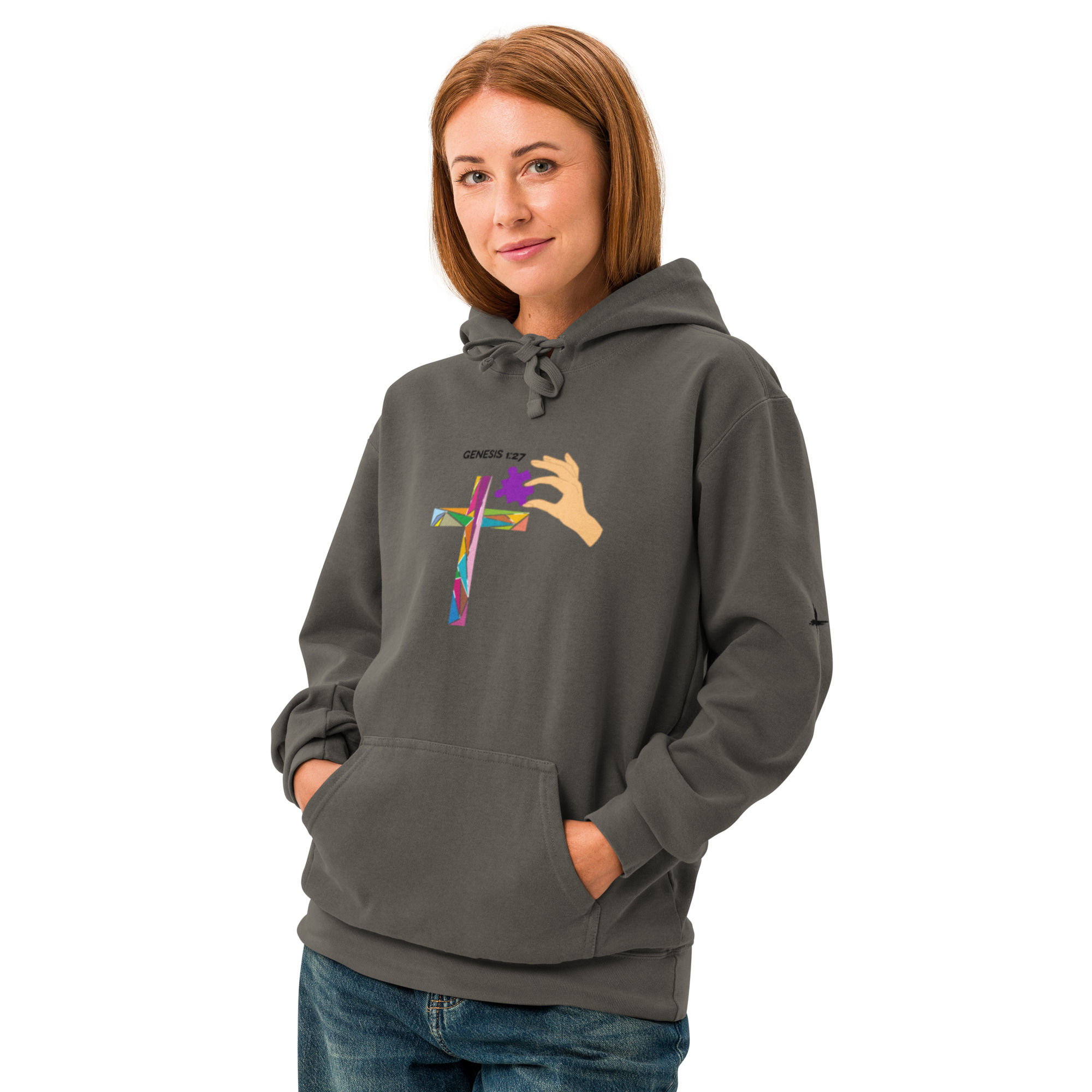 Unisex garment-dyed hoodie/ Genesis 1:27 Autism Awareness
