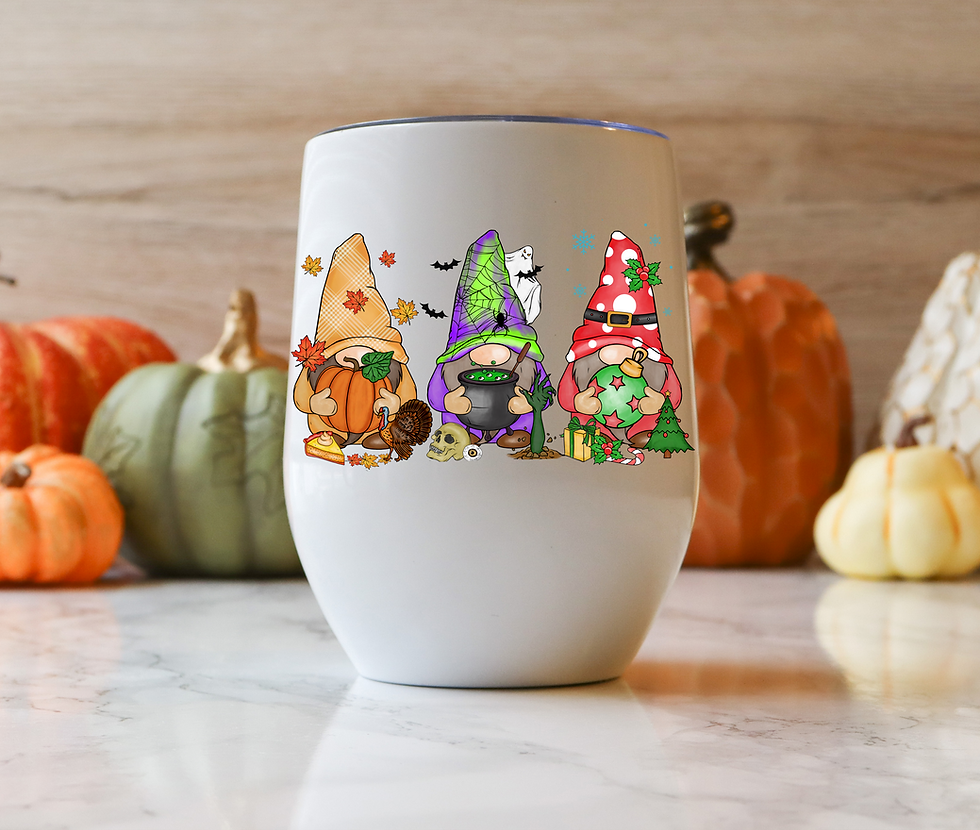Thumbnail: ThanksHalloMas Wine Tumblers