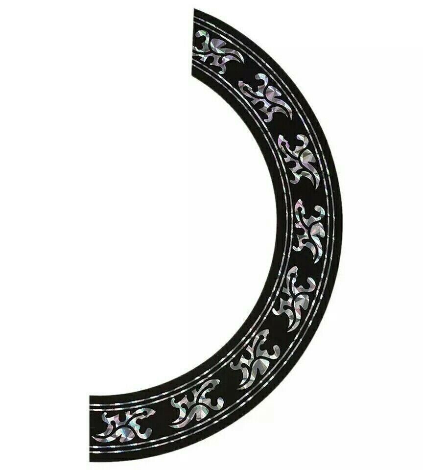 Miniatura: DECORO ROSA CHITARRA ACUSTICA CLASSICA NERO ARGENTO 140 mm PVC