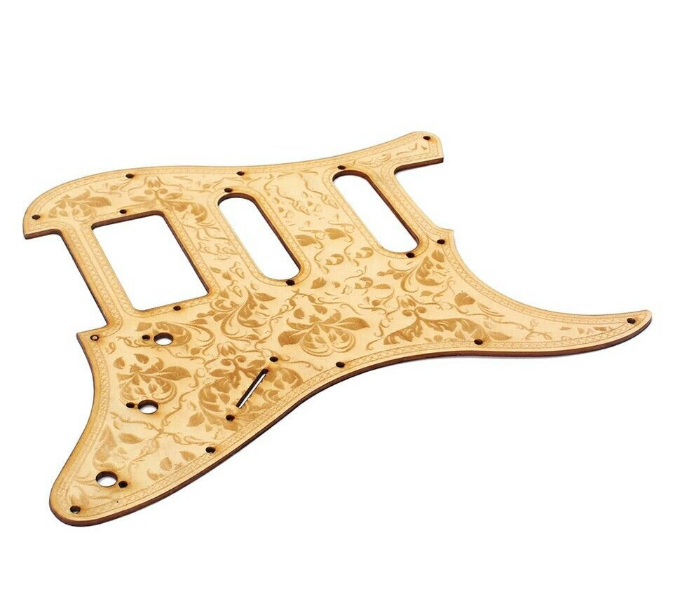 Miniatura: BATTIPENNA CHITARRA ELETTRICA SSS HSH SSH BATTI PENNA LEGNO DECORATO LASER