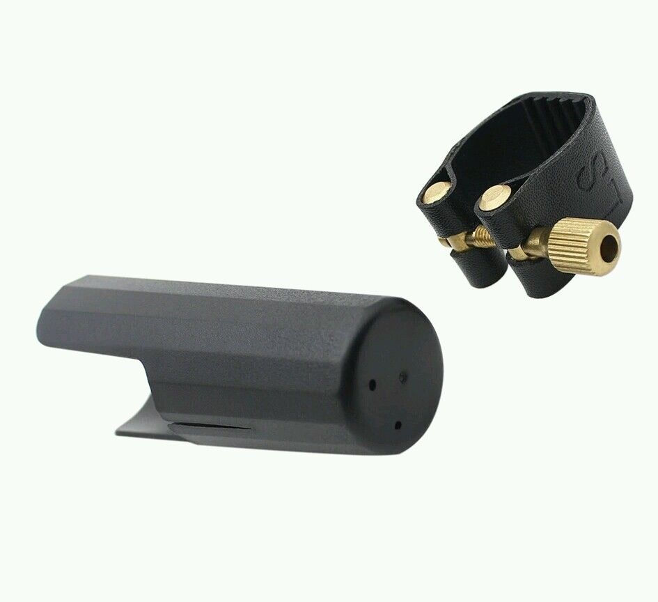 Miniatura: LEGATURA CLARINETTO IN PELLE CHIUSURA OTTONE CON TAPPO IN PLASTICA BOCCHINO