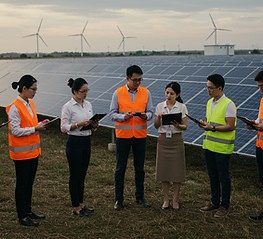 太陽光発電所でのEHS監査。JEAチームが再生可能エネルギー施設の安全と運営管理を確認中。
