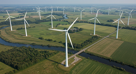 風力発電所の全景。JEAが監査や安全評価を行う再生可能エネルギー施設の例。