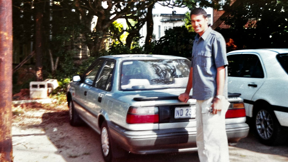 Rolands 1st car- which broke down in the sun and rain, winter and summer, leaving us standing on the side of the road, more often than we actually rode in it!