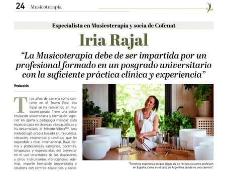 Método Vibria®© en la Revista Cofenat  nº48: rigor, ciencia y vibración al servicio de la Musicoterapia