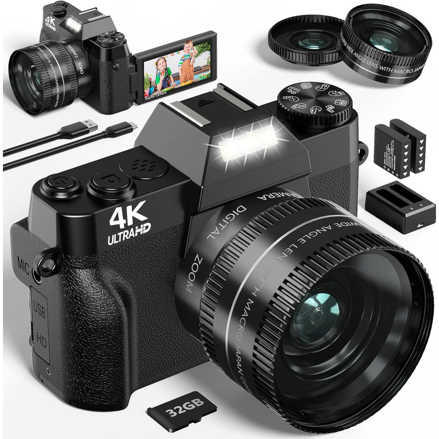 4K Digital Camera for Photography 16X Digital Zoom Vlogging Camera for YouTube 6