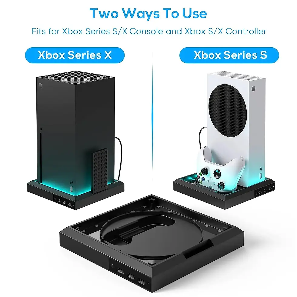 Thumbnail: RGB Light Stand Station for Xbox Series X/S Console With 3 Ports USB Hub Colorfu