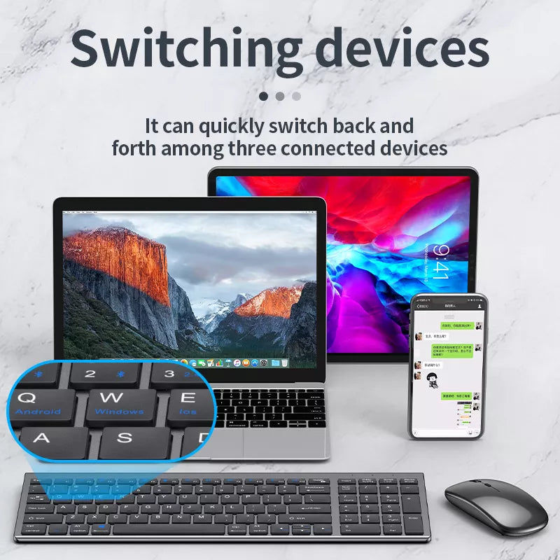 Thumbnail: High quality 2.4G Bluetooth wireless rechargeable mouse keyboard combos
