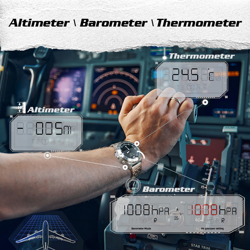 Thumbnail: NORTH EDGE Men's Sports Digital Watch Waterproof 50M Altimeter Barometer Compass